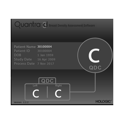 Tecnologia Quantra™ Hologic su sfondo bianco