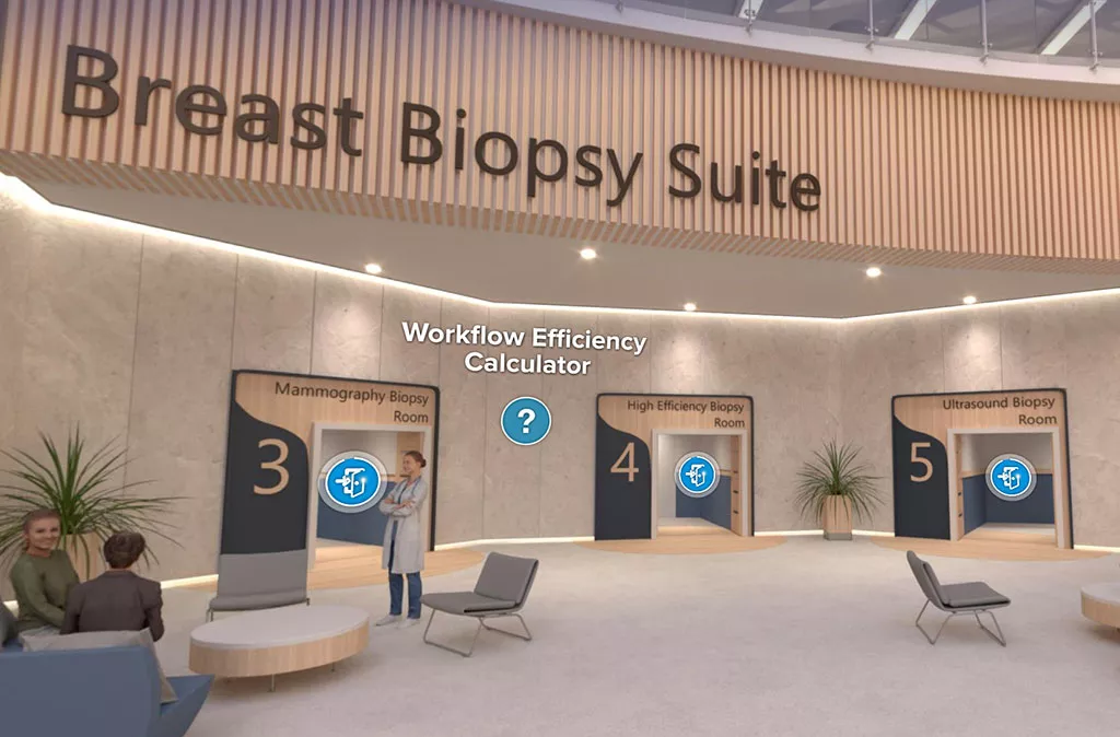 Paziente in visita nella sala per la biopsia mammaria