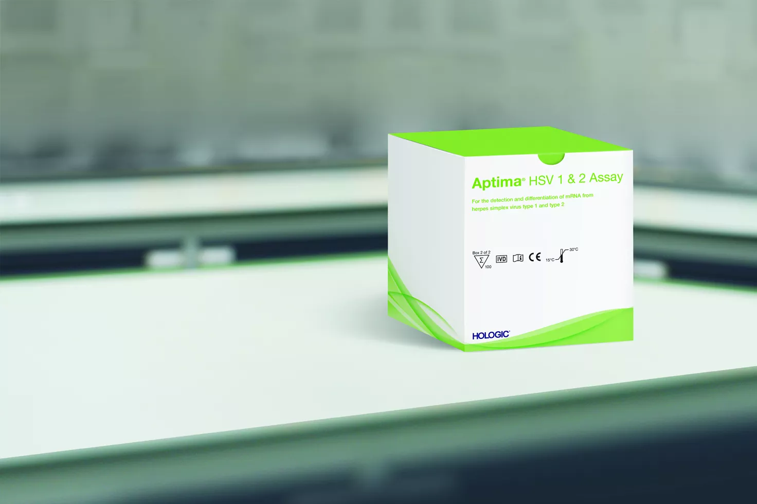 Scatola del test su sfondo sfocato