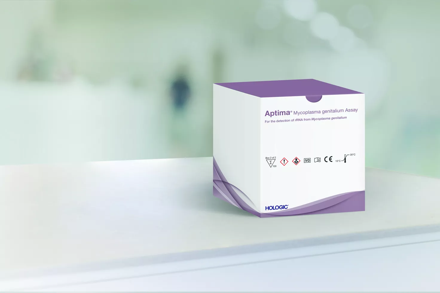 Scatola del test con laboratorio sullo sfondo